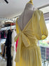 Square Neckline Puff Sleeves Flounce Long Dress